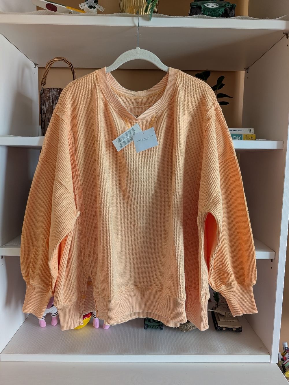 American Eagle AE Oversized Big Hug Waffle Sweatshirt